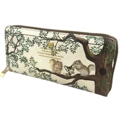 【亘】美品 BebeDayan ベベダヤン リスと内緒話 ラウンドファスナー 長財布【6072AM】C20