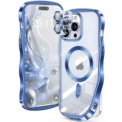 【新品】 【米軍進化耐久・CDリング・キュートなウェーブエッジ】iPhone 14 Pro ケース 【カメラ全面保護】【MagSafe対応】カメラフィルム 強力マグネット 衝撃吸収 TPU+PC メッキ加工 ソフト 黄ばみ防止 クリアケース iPhone 0