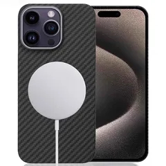 【新品】 Sisyphy iPhone 14 Pro Maxケース Magsafe 対応 アラミド繊維 カーボン風 ギャラクシ ケース極薄0.9mm 超軽量18g グリップ感向上（黒 磁石内蔵）