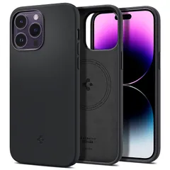【新品】 Spigen iPhone 14 Pro Max ケース Magsafe対応 マグネット搭載 シリコーンケース 4重構造 指紋防止 擦り傷防止 レンズ保護 超薄型 超軽量 シリコン・フィット マグ・フィット ACS04846 (ブラック)