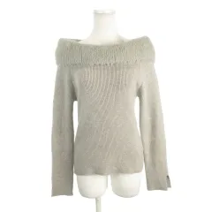 ビス ViS ニット セーター オフショルダー 長袖 切り替え フェザー リブ F グレー /AH11 ■GY99