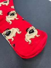 【未使用】POWERSOX 靴下 ソックス パグ 犬 赤