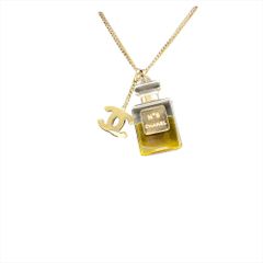샤넬 CHANEL No.5 파퓸 향수 병 코코 마크 목걸이 GPg 레진 옐로우 골드 쇠장식 04A 여성 [중고]