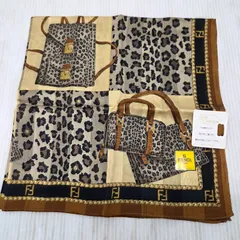 3 S02959  FENDI フェンディ ハンカチ バッグ柄　 ブラウン スカーフ アクセサリー レディース ブランド 未使用