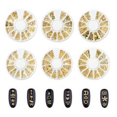 【即日発送】ジェルネイル 夏 ネイルアート ネイルパーツ レジン メタルパーツ 手作り スタッズ 6ケースセット ネイル (A) Kingsie