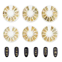 【即日発送】ジェルネイル 夏 ネイルアート ネイルパーツ レジン メタルパーツ 手作り スタッズ 6ケースセット ネイル (A) Kingsie