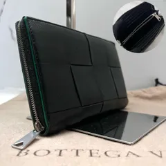 ◇レア美品◇ボッテガヴェネタ　カセット　長財布　ブラック×グリーン　RFID