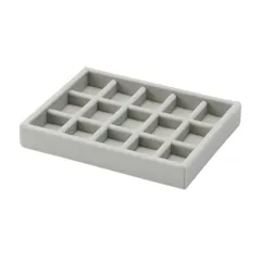44596517 幅15.5×奥行12×高さ2.5cm グレー アクリルケース用 重なるベロアケース格子 無印良品
