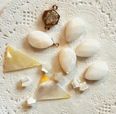 シェル大粒ドロップとトライアングル　マザーオブパール星スターのお得なセットドゥルージーアゲートのおまけ付き☆