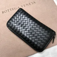 ◇美品◇ボッテガヴェネタ　長財布　ラウンドジップ　ブラック　イントレチャート