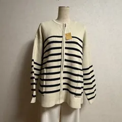 KN3451 ＊4L 大きいサイズ　 カーディガン ボーダーニット 長袖 アイボリー、ネイビー