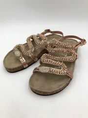 未使用品■STRATEGIA ストラテジア スネイク ストーン バックストラップ ビジュー サンダル size36/ピンクゴールド ■◆◎レディース