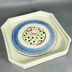 【幽玄】瀧田頂一 色絵鷺文八角大皿 共箱 平皿