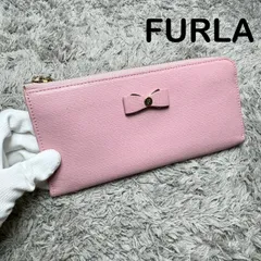 FURLA フルラ 長財布 L字ファスナー レザー リボン ピンク
