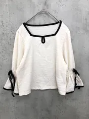 美品 mily bilet ミウィビレット 袖キャンディースリーブ リボン付き プルオーバー カットソー sizeM/アイボリー×ブラック ■◆ レディース