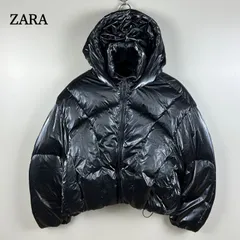 ZARA y2k style W's shiny puff jacket S ザラ 光沢 中綿 フードジャケット パフジャケット 人気 短丈 ドローコード