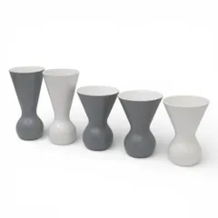 【中古】アザ セレクション フラワーベース MATCH 花瓶5点セット グレー/ホワイト デザインスタンド 花器 EG20512 中古オフィス家具