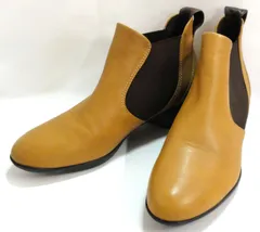 M[宅60]0844 fitfit サイドゴアアンクルブーツ インフィニティソール 本革 レザー 24.5cm キャメル 中古品