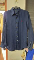 ポロ ラルフローレン ネイビー リネン シャツ