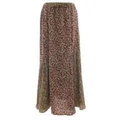 チャオパニック ティピー CIAOPANIC TYPY 花柄ミックススカート フレア イージー ロング マキシ 切替 F 茶 ブラウン TYZ1012201A0001 /GV ■GY43