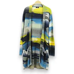 ザラマン ZARA MAN 長袖 ニット カーディガン ロング丈 マルチカラー 総柄 羽織り サイドポケット 