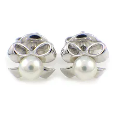 ミキモト MIKIMOTO ピアス リボンモチーフ パール 4mm珠 K18WG 【中古】のサムネイル