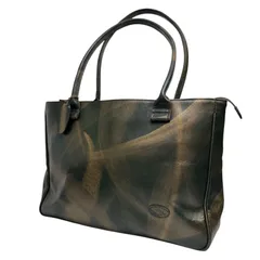 高級 IBIZA イビザ イビサ レディース メンズ 肩掛け トートバッグ ビジネスバッグ 本革 レザー 深緑色 グリーン ゴールド調 絵画 日本製 IBIZA