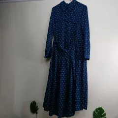 ネイビー 小花柄 ロング ワンピース 95サイズ 春 秋 59029