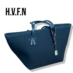 H.V.F.N ハブファン ブラック レディース バッグ トートバッグ キャンバス A4収納可 大容量 通勤 通学 シンプル 055TYのサムネイル