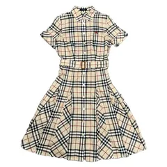 BURBERRY LONDON バーバリー ロンドン ワンピース ノバチェック 38 ベージュ 半袖 レディース インナー付き