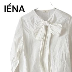 新品タグ付☆IENA☆23年製 ボウタイ付 シアーブラウス 襟元レース F 