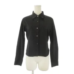 アニエスベー agnes b. シャツ ブラウス 1 黒 ブラック 無地 レギュラーカラー 長袖 /CK44 ■GY99