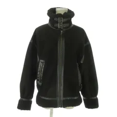 アズールバイマウジー AZUL by moussy フェイクムートンジャケット M 黒 ブラック スタンドカラー 裏ボア ベルト /AO3 ■GY99