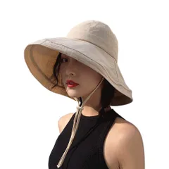 【特価商品】UVカット帽子 つば広 小顔効果 マジックテープ調節 あご紐 風で飛ばない 紫外線カット レディースハット 大きいサイズ 折りたたみ 携帯便利 アウトドア 自転車 春夏 日焼け防止 スカラハット