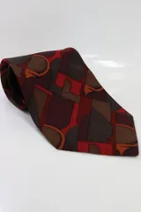 GUCCI グッチ シルクネクタイ レッド系 ボルドー系 幾何学模様 3-N148/1/NP