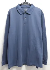 L.L.Bean 長袖ポロシャツ ロゴ入り予備ボタン付き Lサイズ ブルー メンズ エルエルビーン 3-P108/1/060