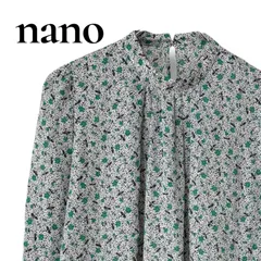 nano universe ナノユニバース グリーン レディース トップス 長袖 シャツ ブラウス 花柄 フラワー ドットプリント ポリエステル【サイズ36】Sサイズ相当 0001277OC