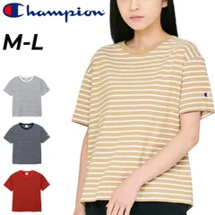 チャンピオン 半袖 Tシャツ レディース ボーダーChampion ボーダー柄 刺繍ロゴ 女性 半そで 半袖シャツ コットン 綿100% レディースTシャツ ウェア   レディースウエア 服 ティーシャツ/CW-D328