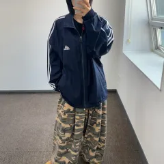 adidas アディダス 三角ロゴ ネイビー ウィンドブレーカー ジップアップ