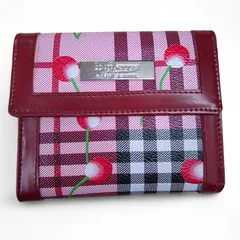 Burberrys BlueLabel バーバリー・ブルーレーベル チェック柄 チェリープリント 折り財布