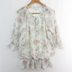 アースミュージック&エコロジー EARTH MUSIC & ECOLOGY シフォン ブラウス チュニック 長袖 アイボリー 花柄 kz14700