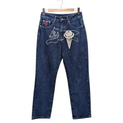 美品 ICE CREAM アイスクリーム 海外限定モデル ドッグ ラインストーン デニムパンツ ジーンズ インディゴブルー サイズ 30