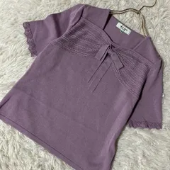 《良品》pierre cardin リボン付きトップス パープル M 可愛い