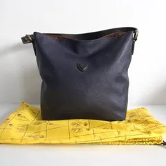【極美品】FELISI【20-73PF+DS ハンドバッグ】ネイビー コーティングツイル×レザー フェリージ 26030420