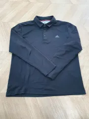 アディダス 黒 長袖 ポロTシャツ