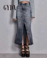 GYDA ジェイダ ハイウエストHEM LACEマーメイドデニムスカート 072612514401のサムネイル