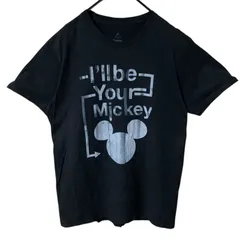 M ディズニー ビッグプリント ミッキー ビッグロゴ キャラクター キャラT  ブラック 黒 Tシャツ レディース ユニセックス メンズ 古着 半袖 CHM