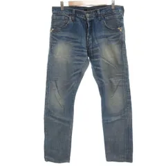 ジョンブル JOHNBULL 美品 デニムパンツ ジーンズ L インディゴブルー ウォッシュ加工 ボタンフライ 21-0675 /NL ■GY12