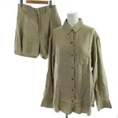 スライ SLYZ L/Sシャツ×ショートパンツセットアップ ブラウス 麻 リネン F 1 ベージュ 長袖 ショート丈 無地 /AB■OS