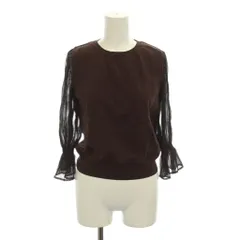 アプワイザーリッシェ Apuweiser-riche カットソー ニット セーター 2 茶色 ブラウン 長袖 シフォンフリル袖 /AG ■OS